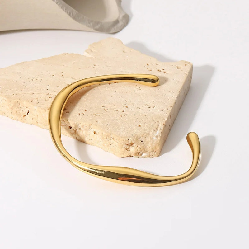 irregular gold-plated bangle bracelet, view 2 - MRSLM