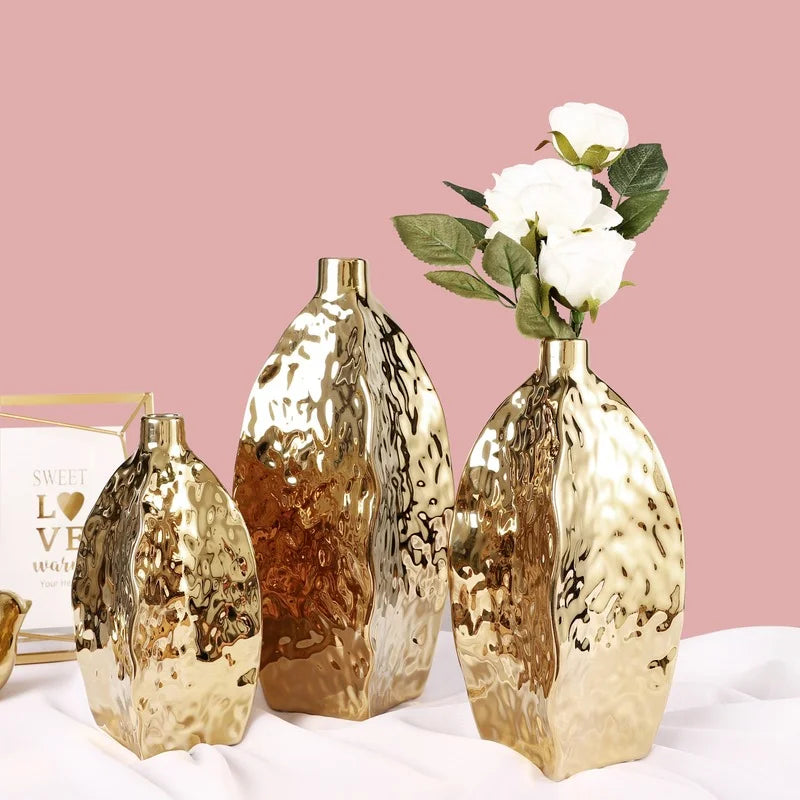 ceramic electroplated gold vase, view 6 - MRSLM