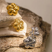 gold plated flower stud earrings, view 6 - MRSLM