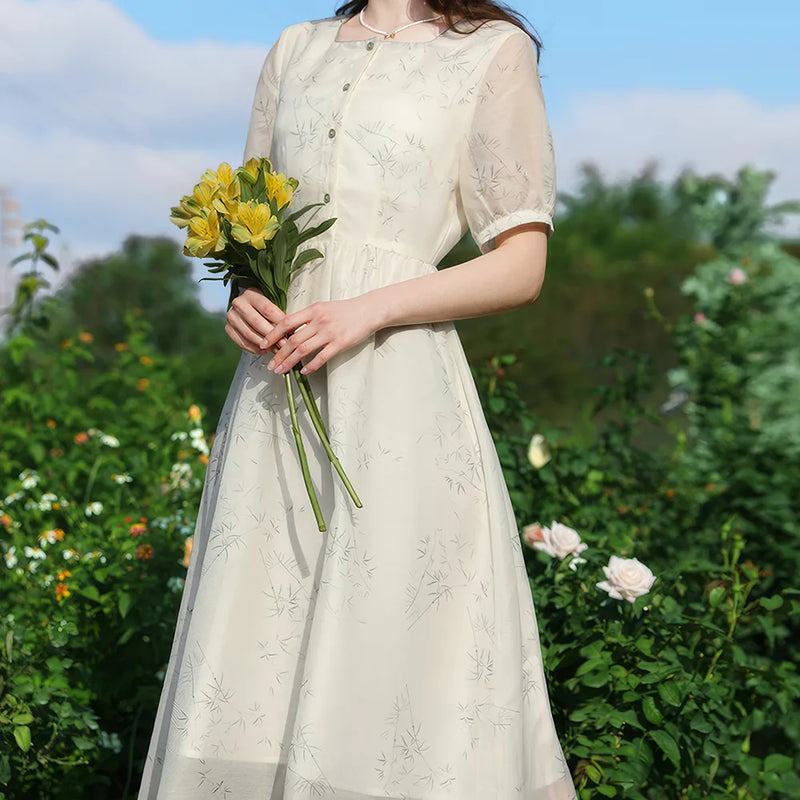 french floral square neck summer dress, view 4 - MRSLM