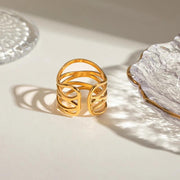 stainless steel multi-layer hollow open ring, view 2 - MRSLM