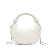 rose pink leather crescent crossbody bag, view 2 - MRSLM