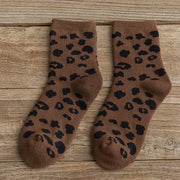 leopard print cotton terry tube socks, view 6 - MRSLM