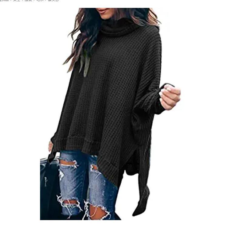 women's high collar irregular hem sweater, view 4 - MRSLM