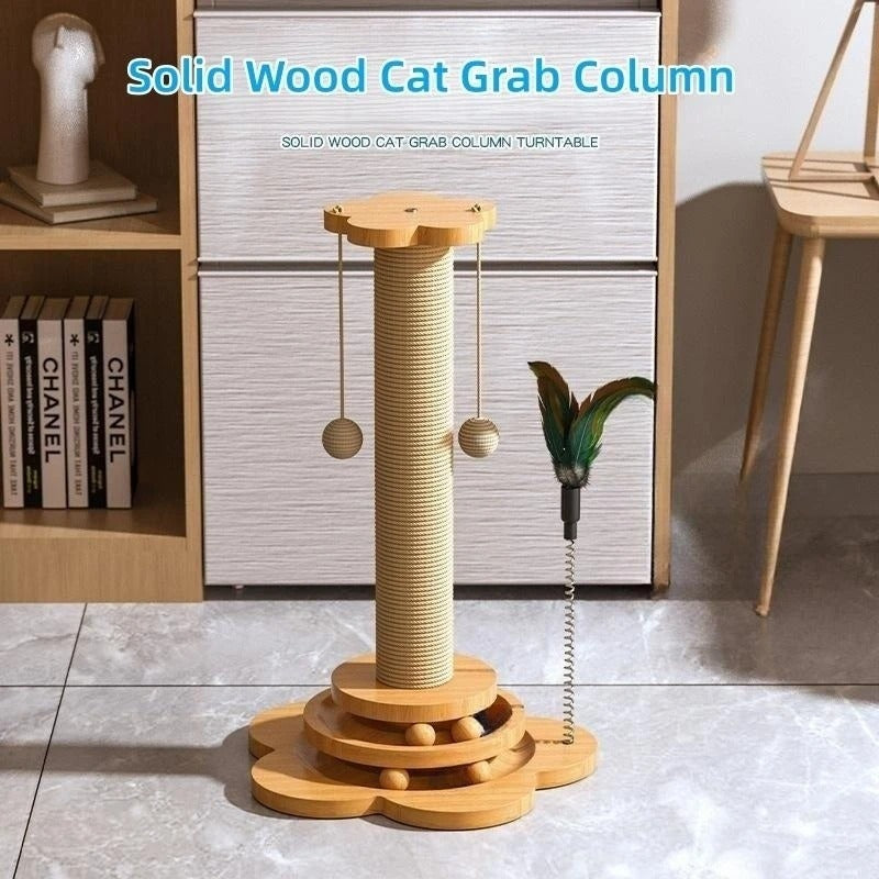 durable wooden cat turntable, view 5 - MRSLM