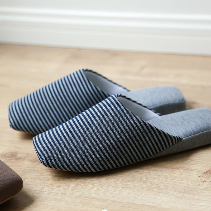 striped soft sole bedroom slippers, view 3 - MRSLM