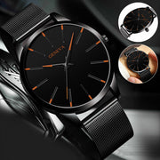 men's ultra thin black quartz watch, view 11 - MRSLM