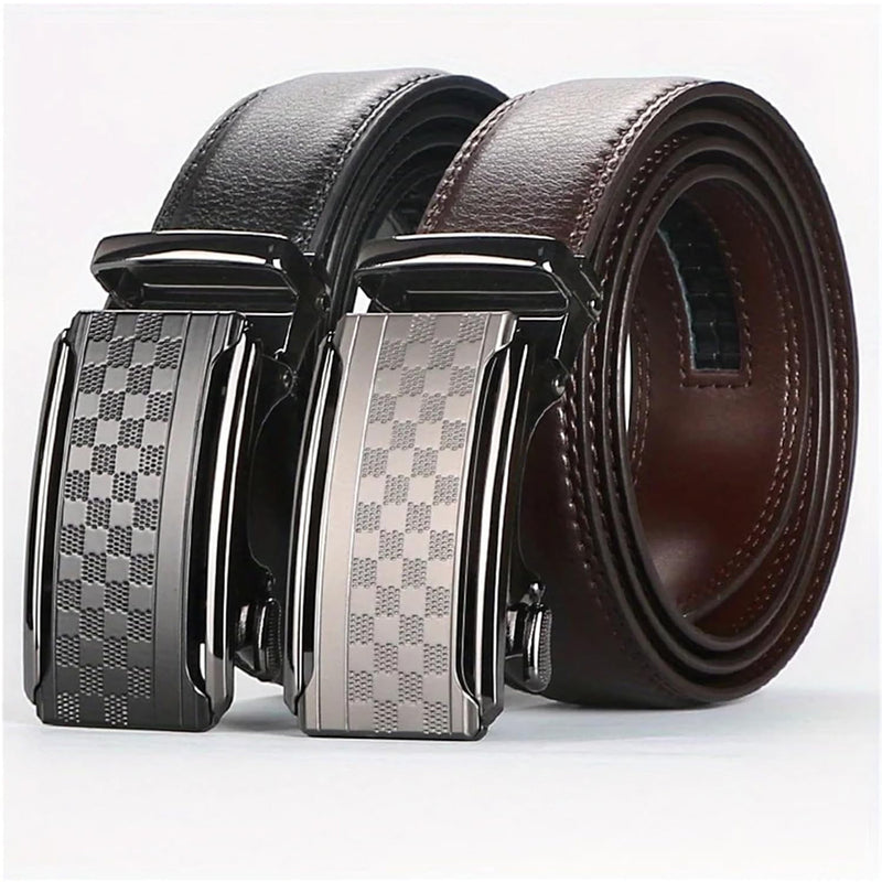 men's leather ratchet belt with anti-scratch buckle - MRSLM