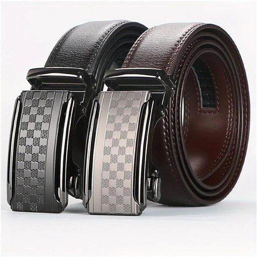 men's leather ratchet belt with anti-scratch buckle - MRSLM
