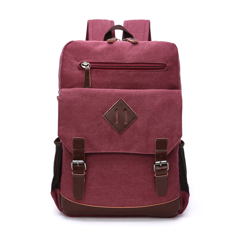 Men's Laptop Backpack Wash Canvas Solid Color