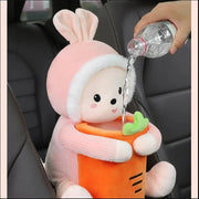Plush car organizer with tissue box and trash bin, view 10 - MRSLM