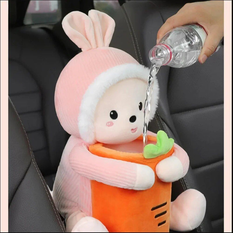 Plush car organizer with tissue box and trash bin, view 10 - MRSLM