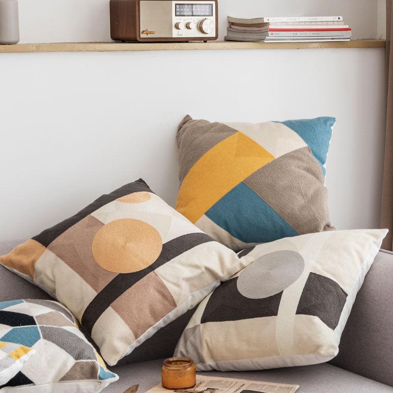 geometric embroidered cushion cover - MRSLM