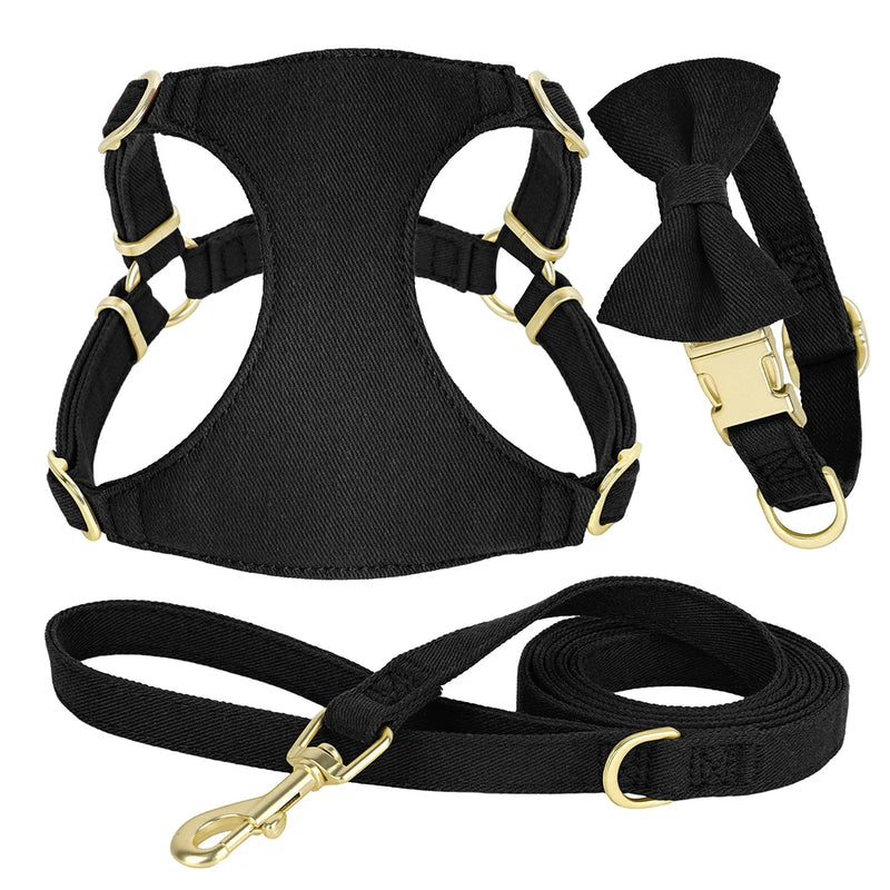 bowtie dog collar harness leash set, view 5 - MRSLM