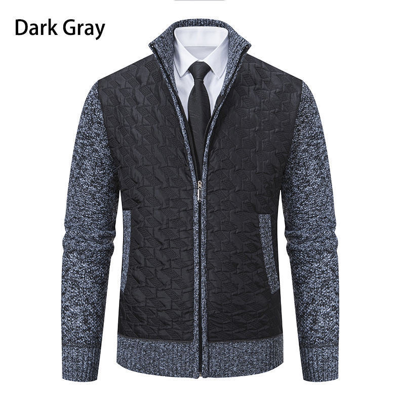 Men's stand collar knit sweater jacket, view 2 - MRSLM