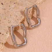 u-shaped gold plated hoop earrings, view 8 - MRSLM