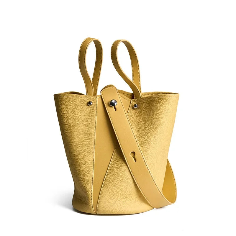 leather bucket shoulder bag, view 4 - MRSLM