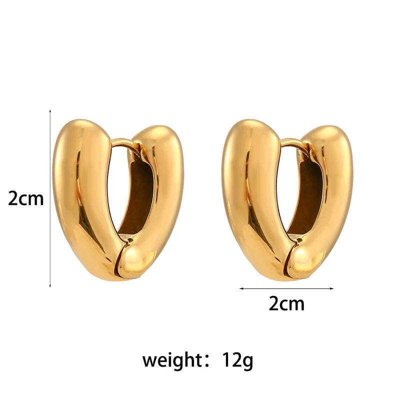 chunky heart hoop earrings, view 2 - MRSLM
