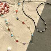 gold plated mixed glass necklace, view 6 - MRSLM