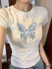 women's butterfly print cotton top, view 5 - MRSLM