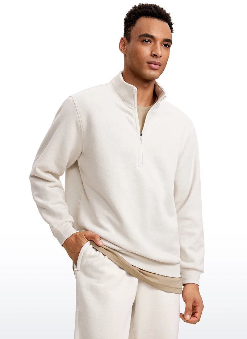 men's fleece-lined mock neck half zip sweatshirt, view 5 - MRSLM