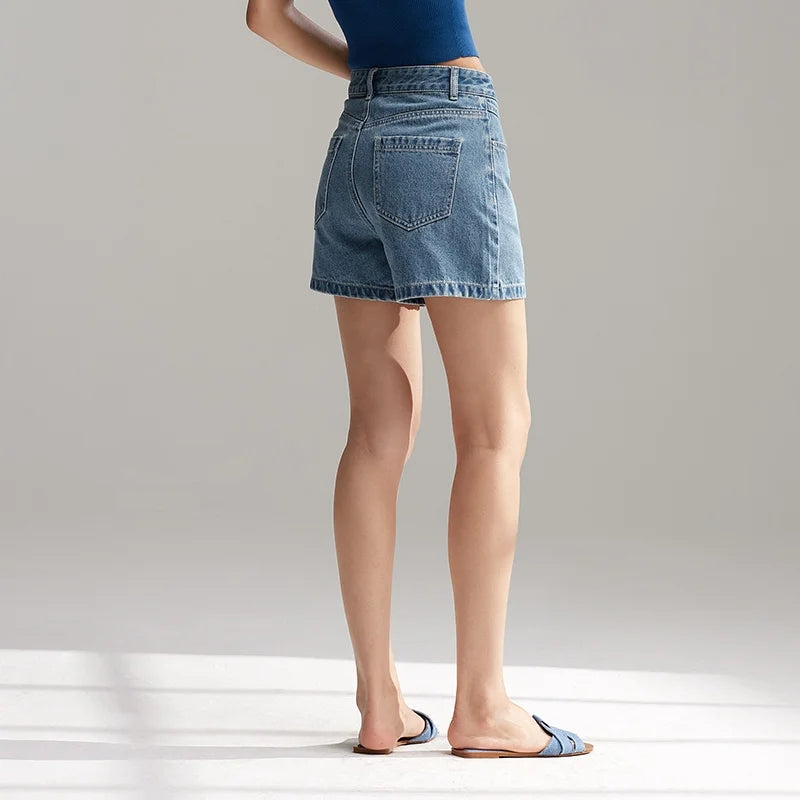 summer a-line denim shorts, view 5 - MRSLM