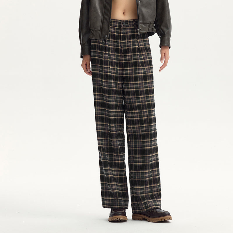 women's wide-leg plaid suit pants, view 6 - MRSLM