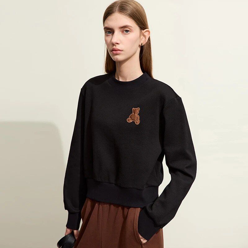 women's bear applique pullover hoodie, view 14 - MRSLM
