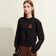 women's bear applique pullover hoodie, view 13 - MRSLM