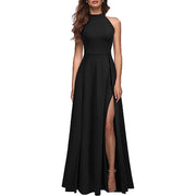 halter slit evening dress, view 8 - MRSLM