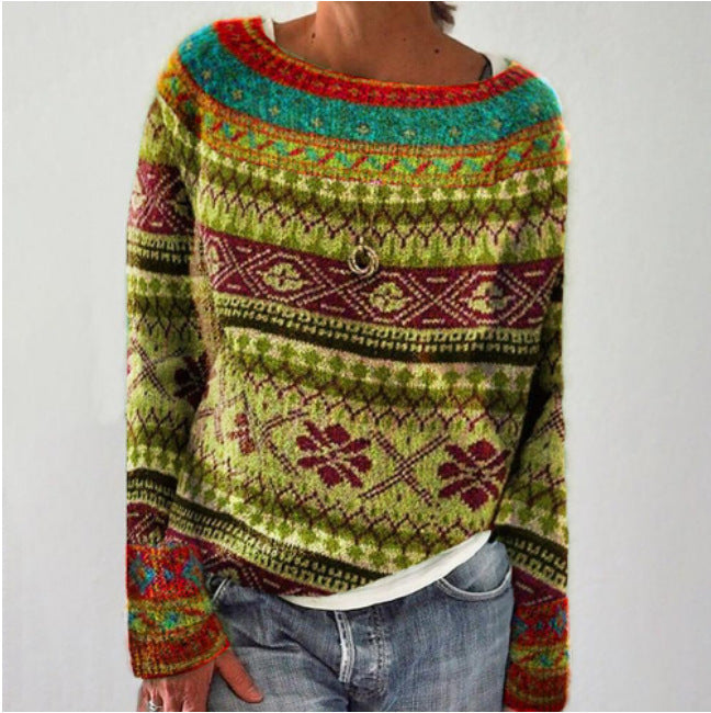 multicolor loose pullover sweater for women, view 3 - MRSLM