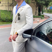 white seersucker slim fit suit, view 6 - MRSLM
