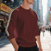 men's striped round neck sweater, view 7 - MRSLM