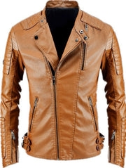 men's fleece-lined PU leather jacket, view 4 - MRSLM