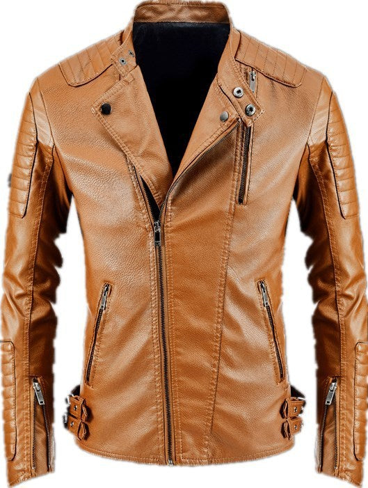 men's fleece-lined PU leather jacket, view 4 - MRSLM