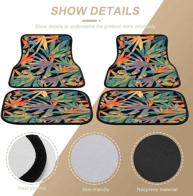 plant print universal car floor mats, view 6 - MRSLM