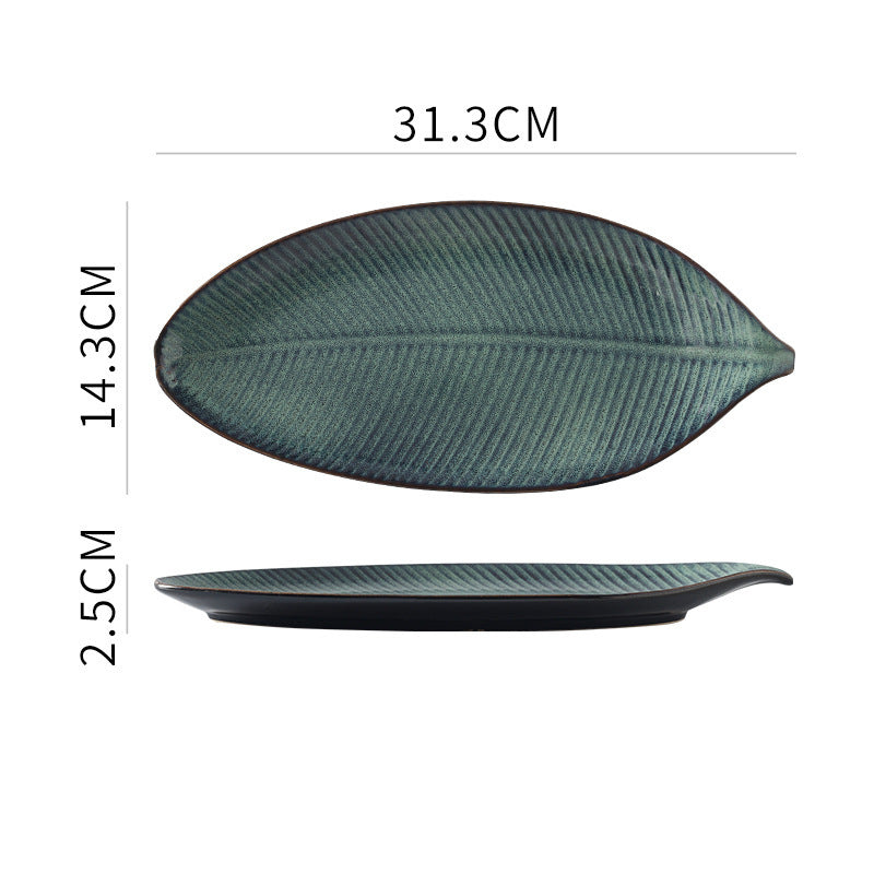 Japanese leaf-shaped ceramic plate, view 9 - MRSLM
