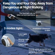 retractable dog leash with light and bowl, view 5 - MRSLM