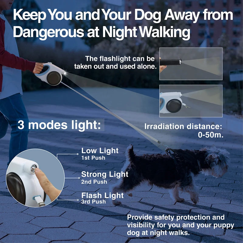 retractable dog leash with light and bowl, view 5 - MRSLM