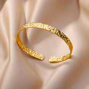 gold adjustable stainless steel cuff bracelet, view 2 - MRSLM
