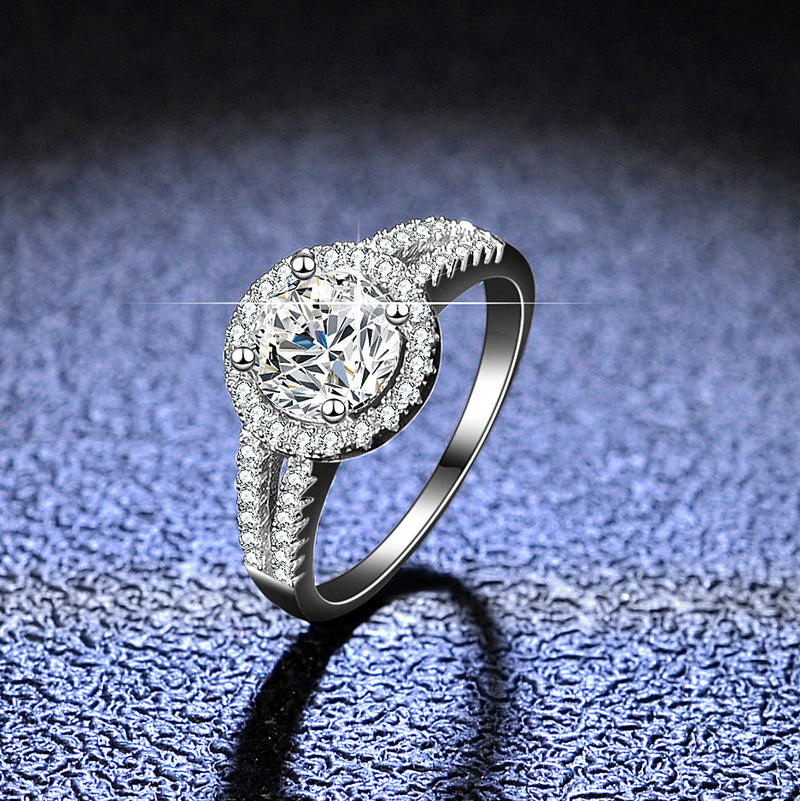 crown moissanite silver ring, view 3 - MRSLM