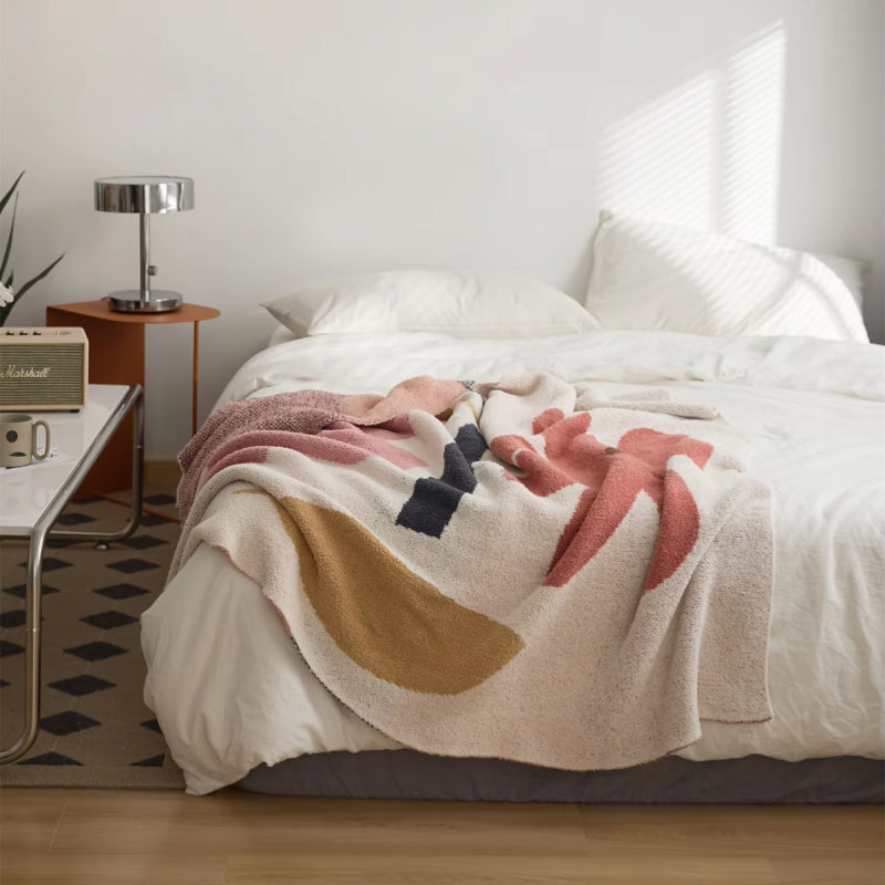 bohemian flower knitted throw blanket, view 4 - MRSLM