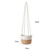 jute macrame hanging planter, view 2 - MRSLM
