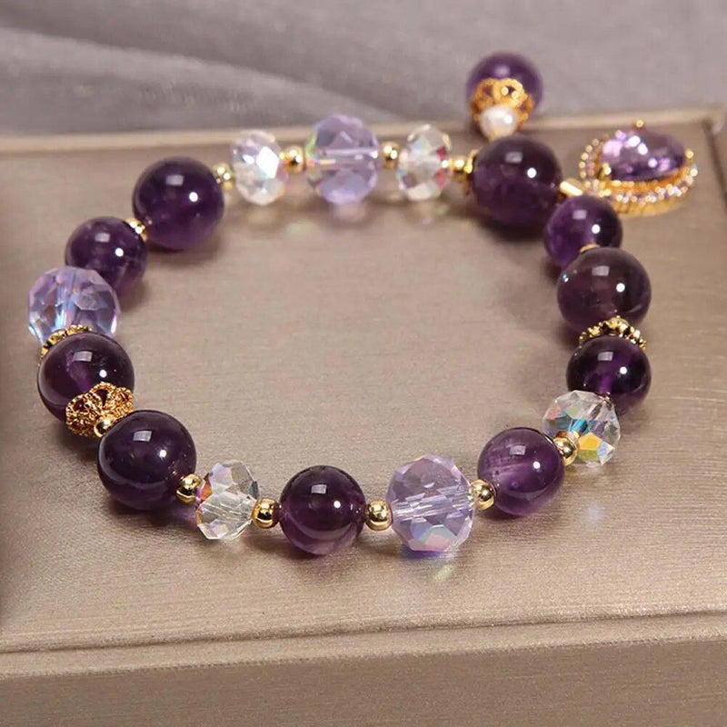 Natural amethyst water drop pendant bracelet, view 5 - MRSLM