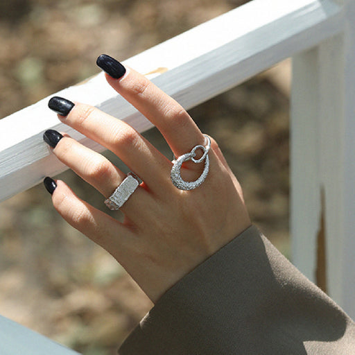 irregular texture s925 silver ring - MRSLM