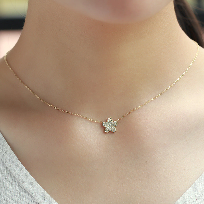 women's silver cherry blossom flower necklace - MRSLM