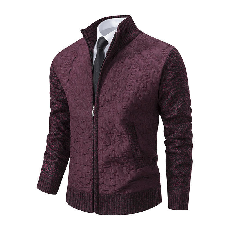 Men's stand collar knit sweater jacket, view 9 - MRSLM