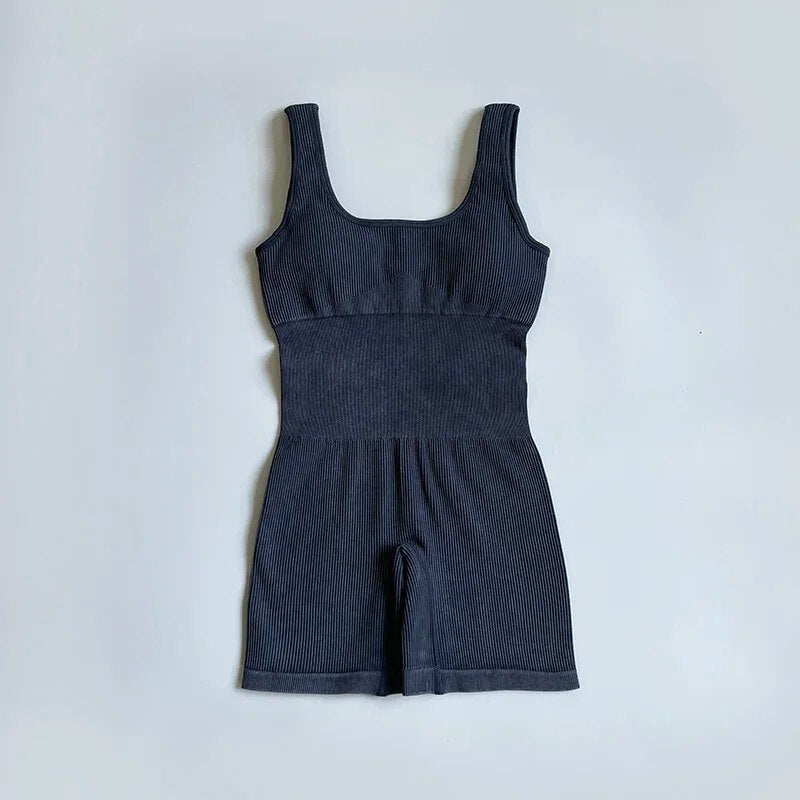 yoga ribbed tank top jumpsuit, view 8 - MRSLM