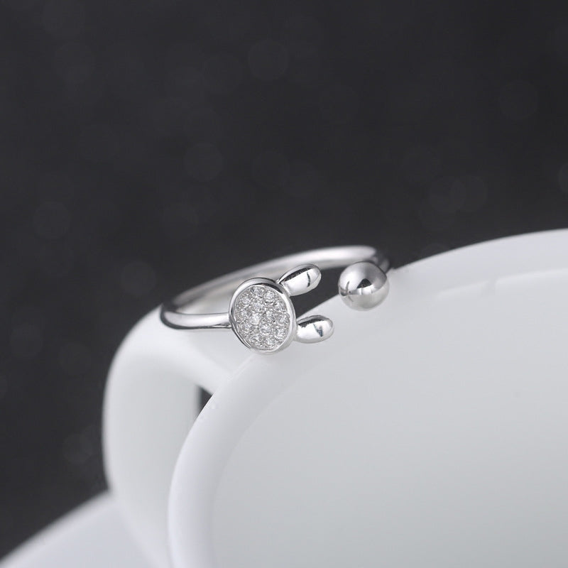 925 silver rabbit tail open ring, view 2 - MRSLM