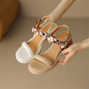 open toe leather platform sandals, view 8 - MRSLM